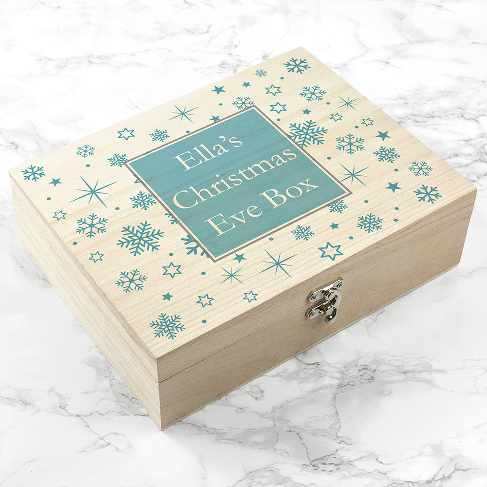 Personalised Ice Blue Snowflake Christmas Eve Box