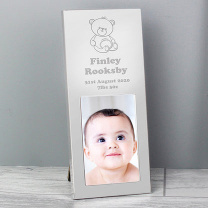 Personalised Teddy Small Silver 2x3 Photo Frame