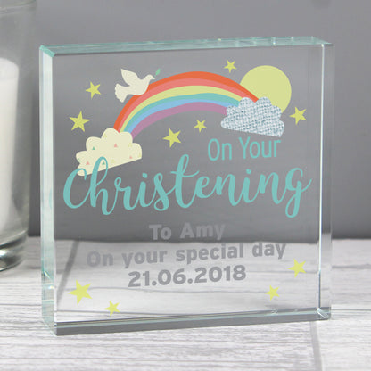 Personalised On Your Christening Large Crystal Token Keepsake | Gift