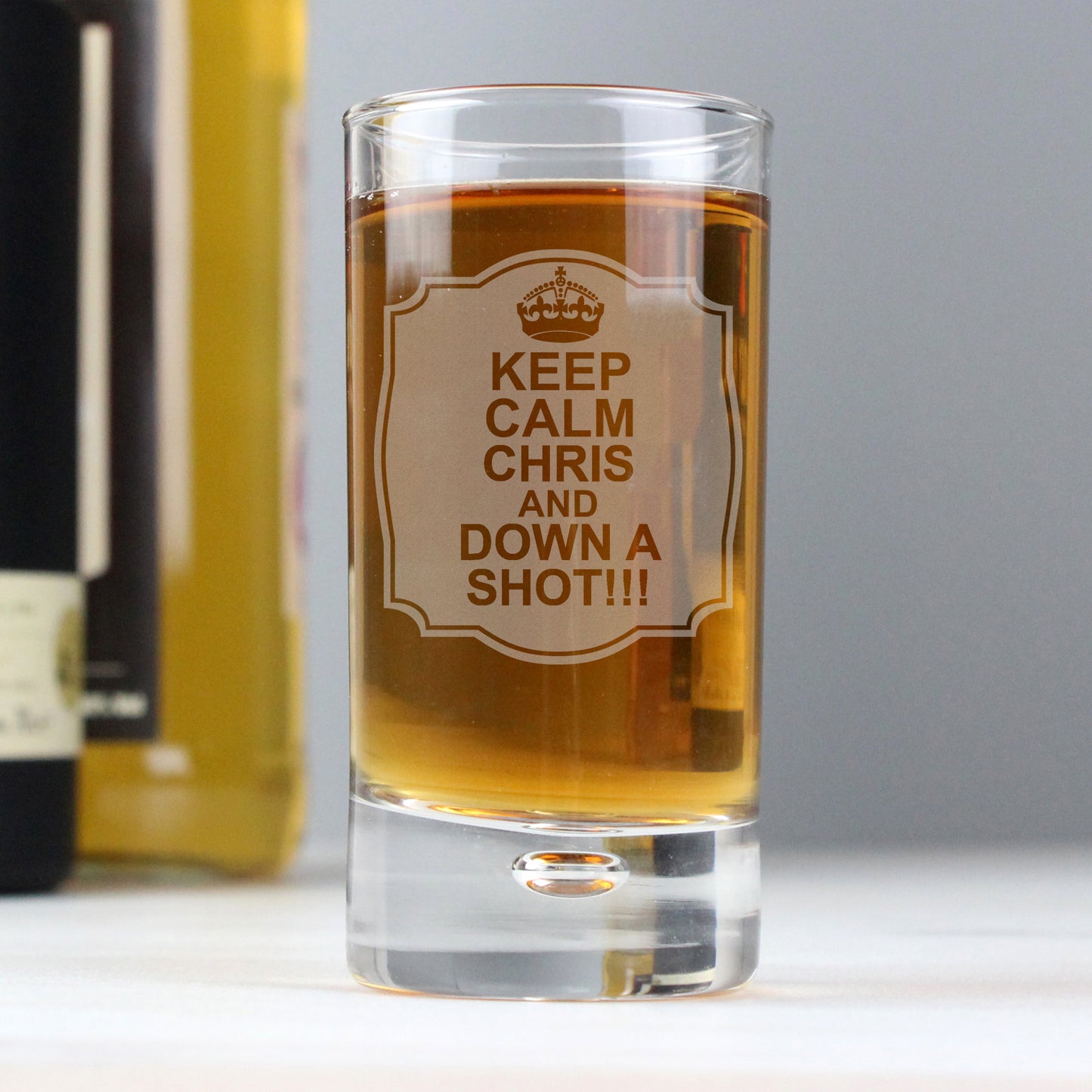 Personalised Keep Calm Bubble Shot Glass