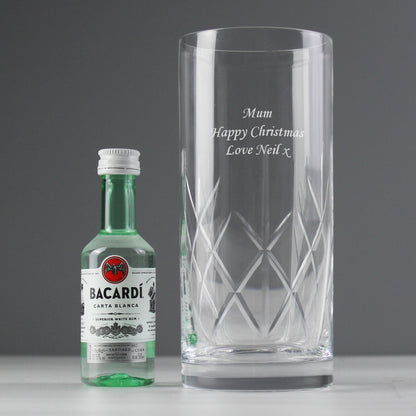 Personalised Cut Crystal Glass & Bacardi Set