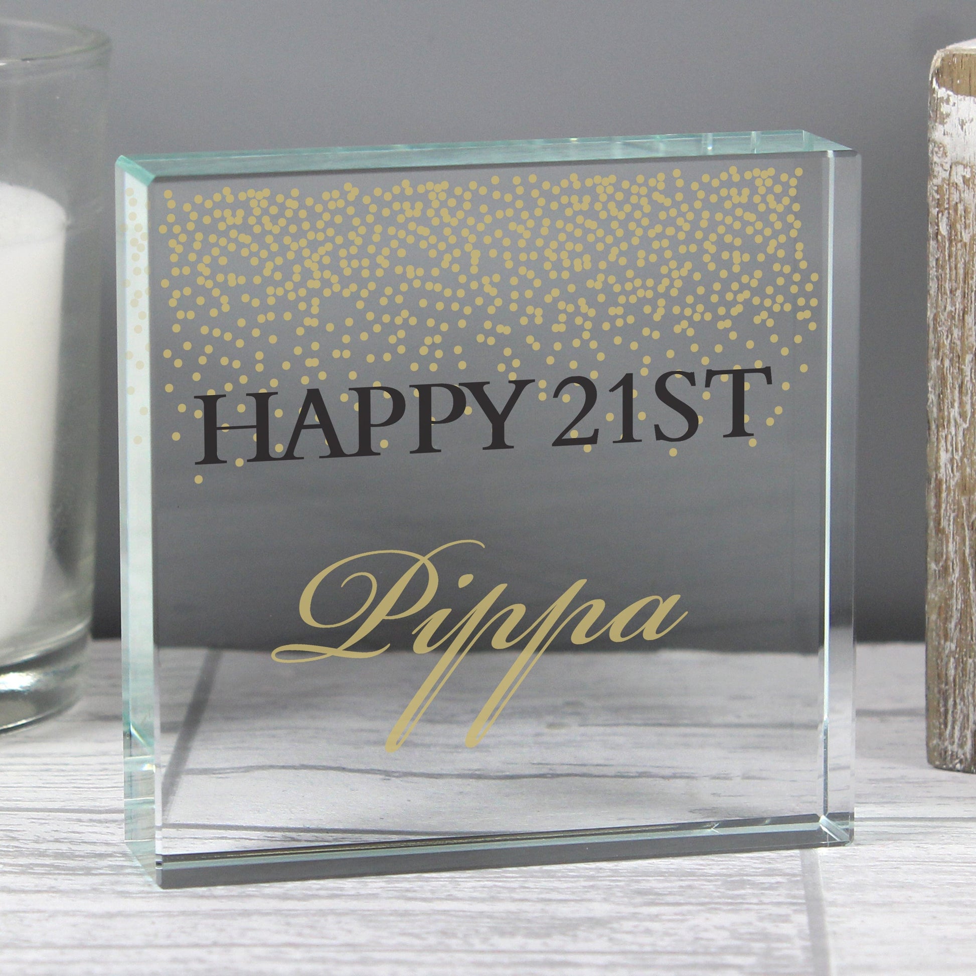 Personalised Gold Confetti Large Crystal Token