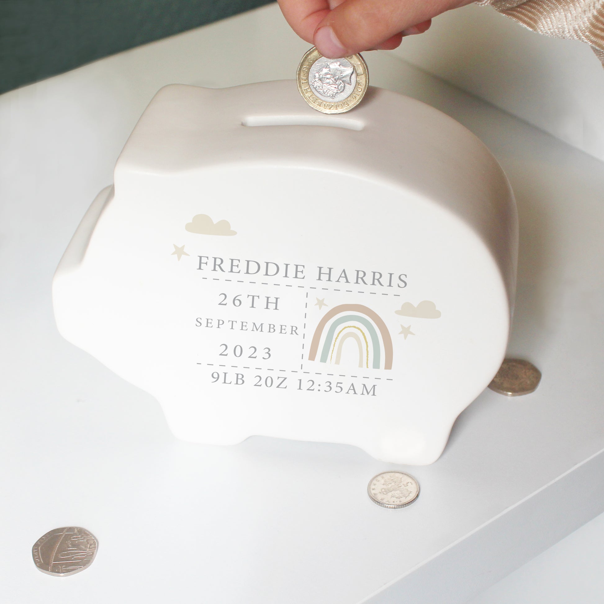 Personalised Rainbow Piggy Bank