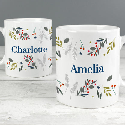 Personalised Festive Christmas Mug Set