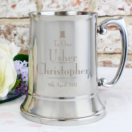 Personalised Wedding Usher Stainless Steel Tankard