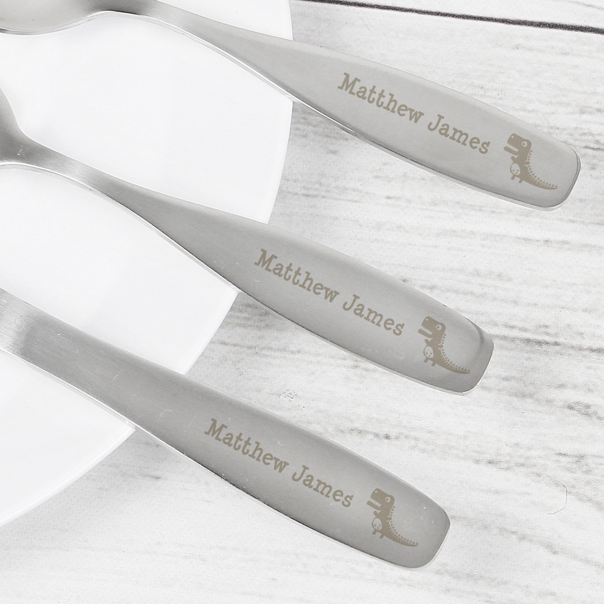 Personalised 3 Piece Dinosaur Cutlery Set