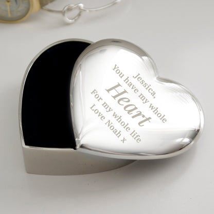 Personalised Free Text Heart Trinket Box