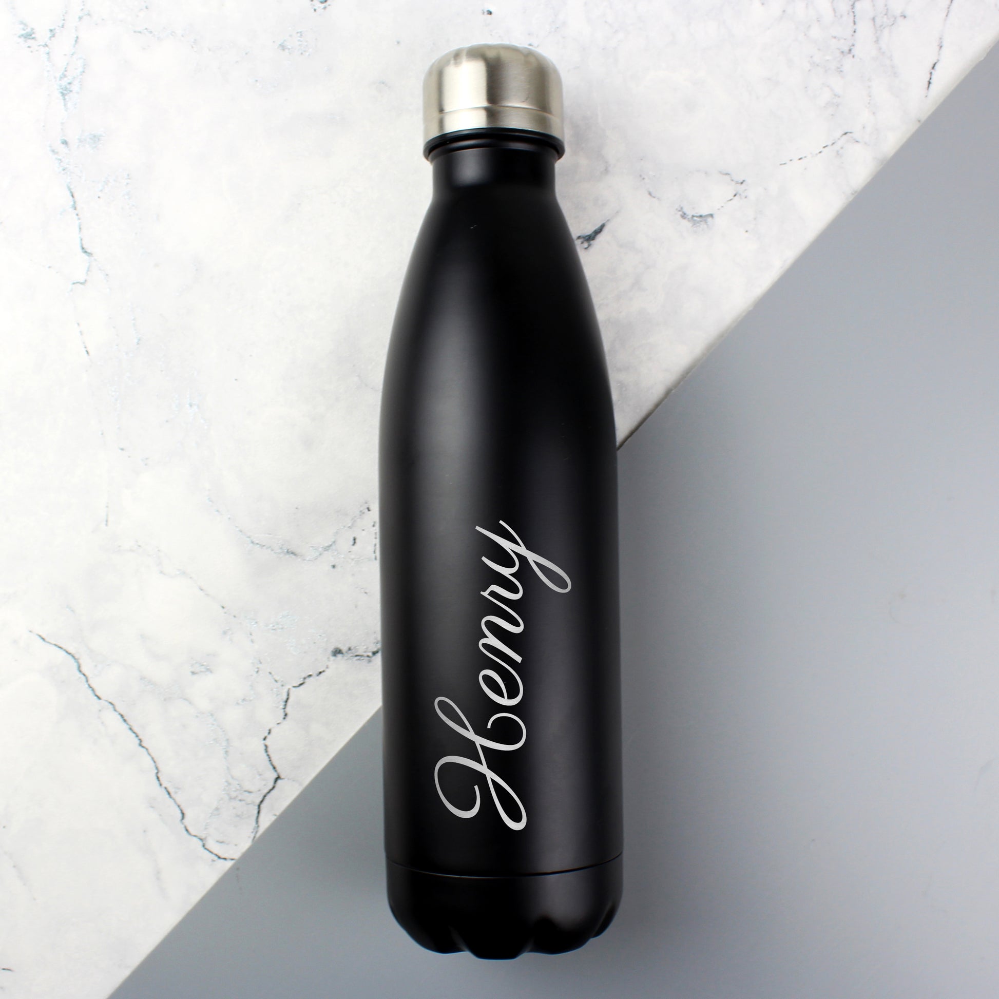 Personalised Black Metal Insulated Drinks Bottle