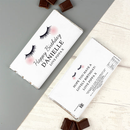 Personalised Eyelashes Milk Chocolate Bar