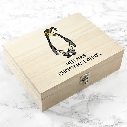 Personalised Geometric Penguin Christmas Eve Box