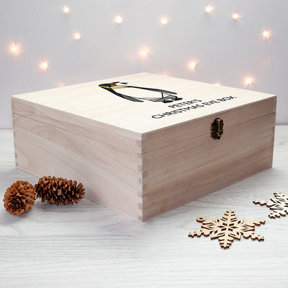 Personalised Geometric Penguin Christmas Eve Box