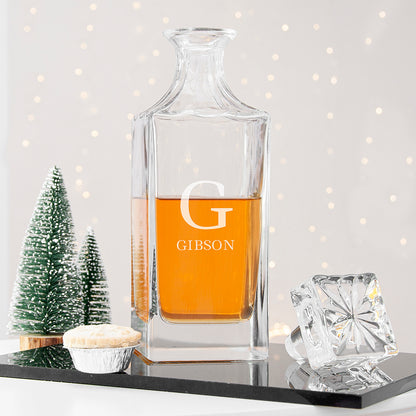 Personalised Timeless Monogram Square Whisky Decanter