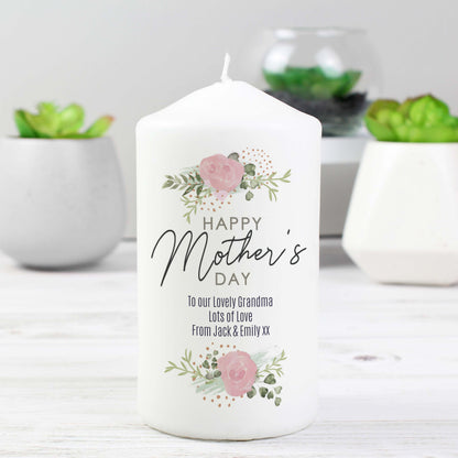 Personalised Abstract Rose Mother’s Day Pillar Candle