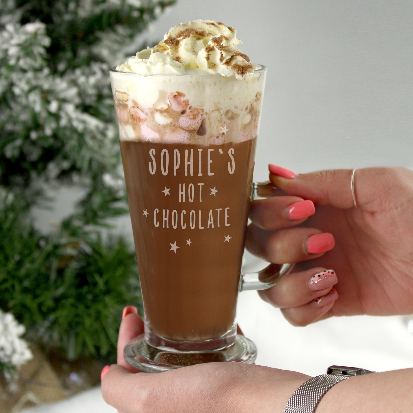 Personalised Engraved Stars Hot Chocolate Glass