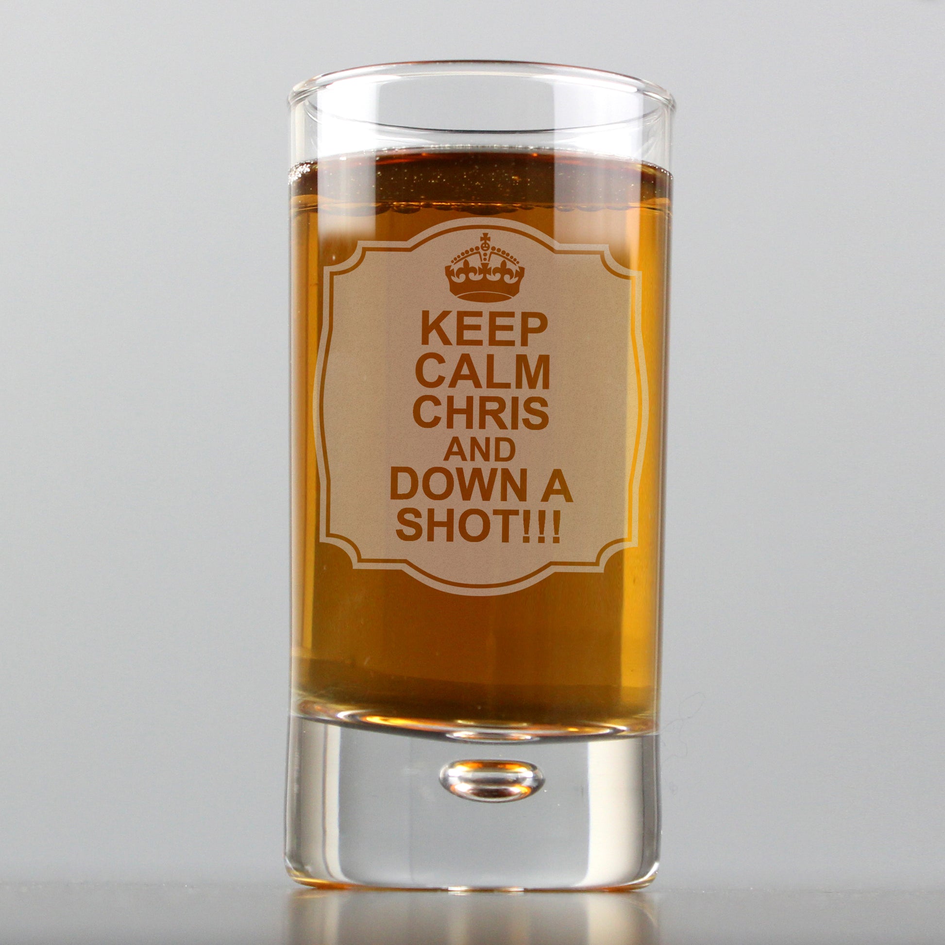 Personalised Keep Calm Bubble Shot Glass