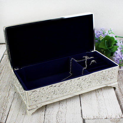 Personalised Antique Silver Plated Jewellery Box