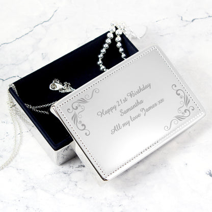 Personalised Swirl Rectangular Jewellery Box