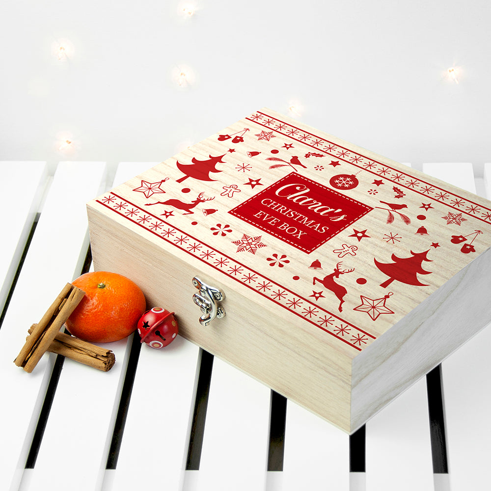 Personalised Festive Scandi Print Christmas Eve Box