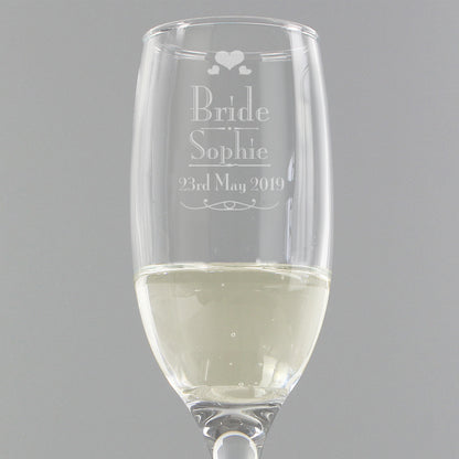 Personalised Wedding Bride Glass Flute