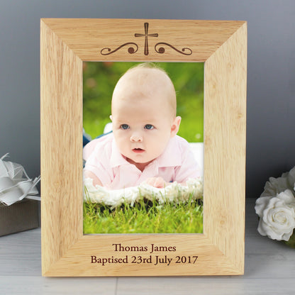 Personalised Religious Swirl 5x7 Wooden Photo Frame