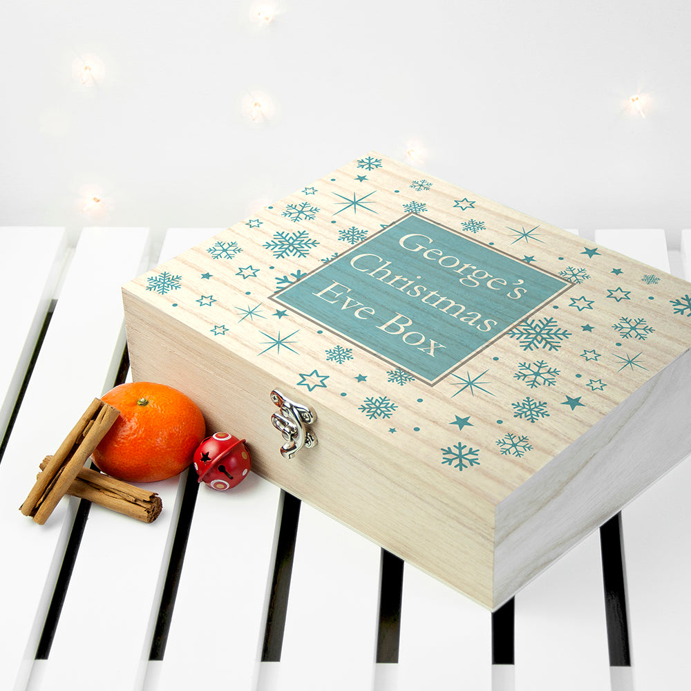 Personalised Ice Blue Snowflake Christmas Eve Box