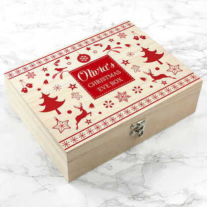 Personalised Festive Scandi Print Christmas Eve Box