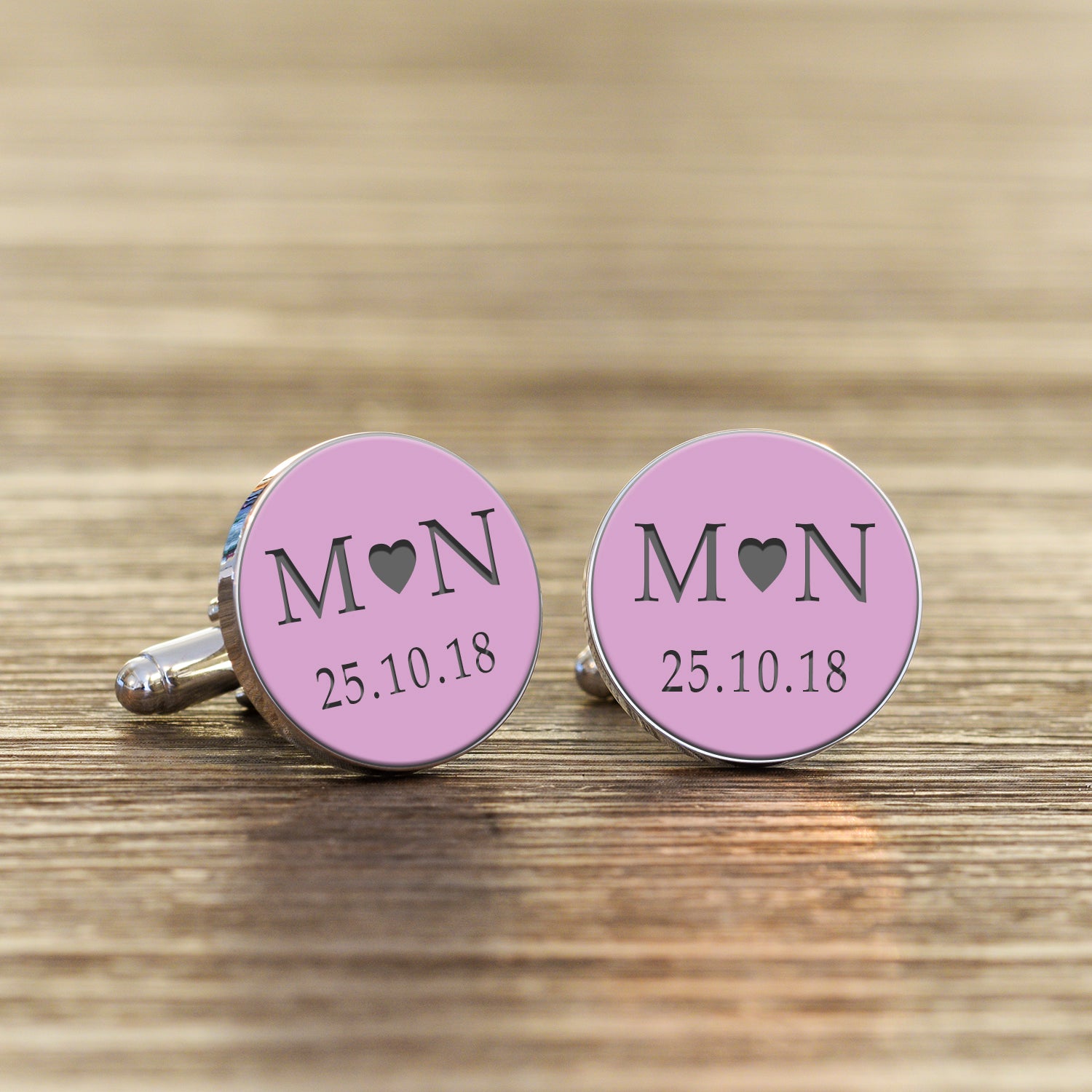 Personalised Initials and Date Cufflinks - Coloured