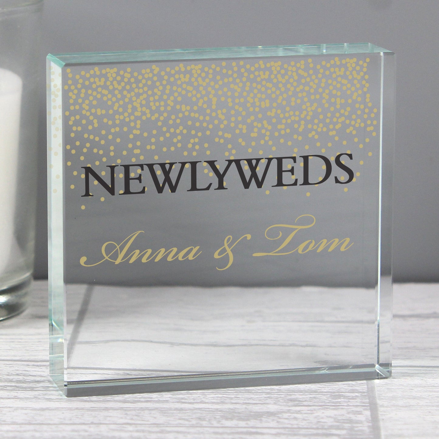 Personalised Gold Confetti Large Crystal Token