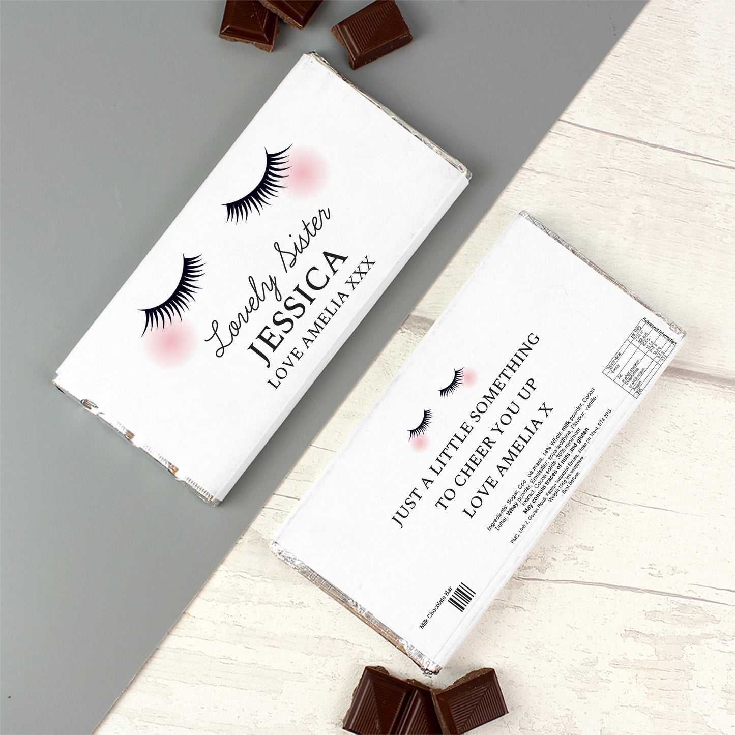 Personalised Eyelashes Milk Chocolate Bar