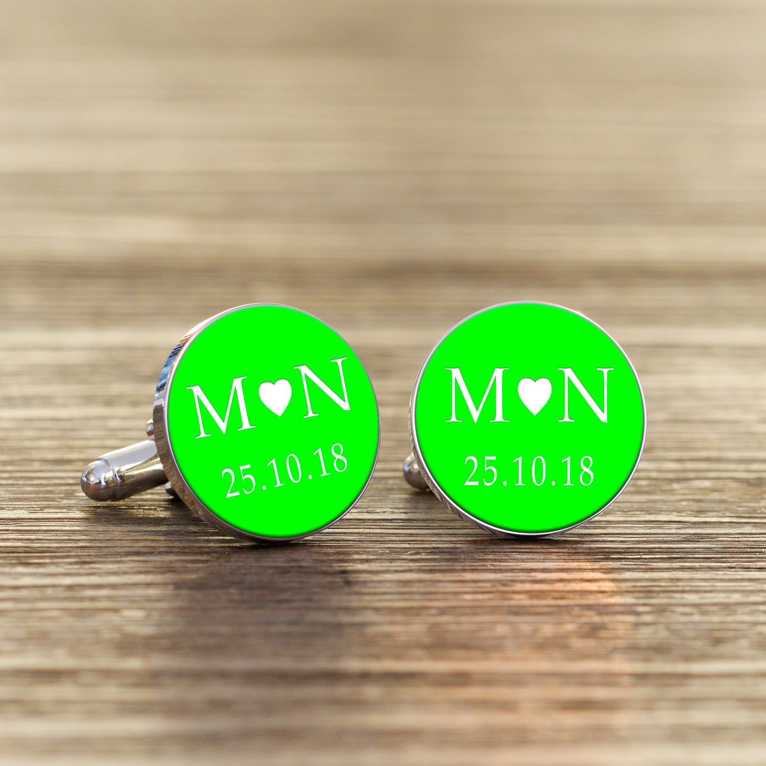 Personalised Initials and Date Cufflinks - Coloured