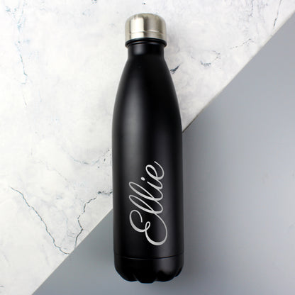 Personalised Black Metal Insulated Drinks Bottle