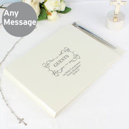 Personalised Swirl Design Hardback Guest Book & Pen