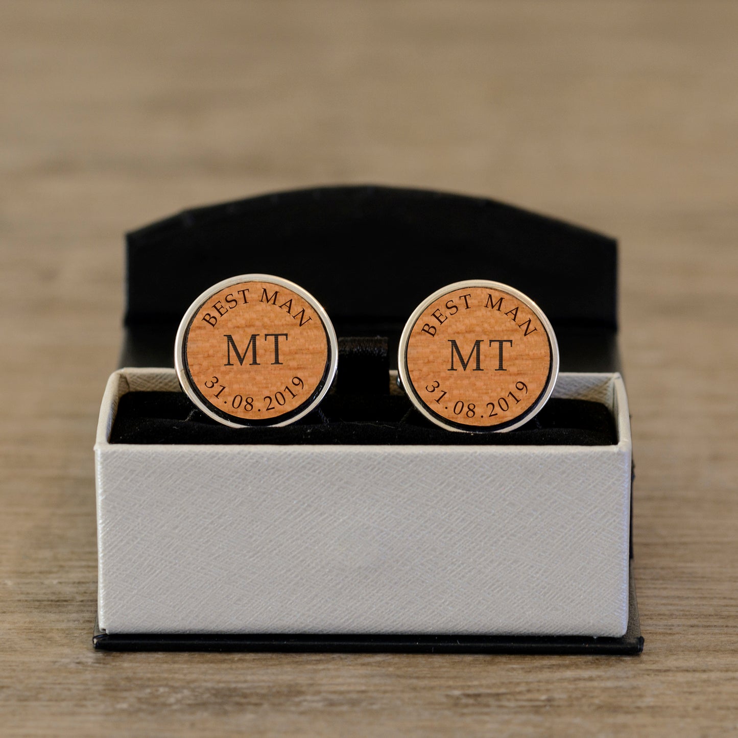 Personalised Wedding Party Wooden Cufflinks