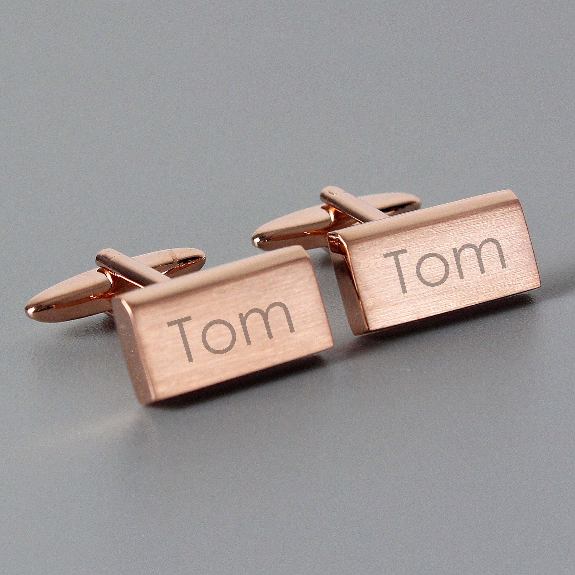 Personalised Modern Rose Gold Plated Cufflinks