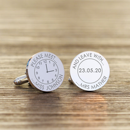 Personalised MEET MISS..LEAVE MRS..Cufflinks