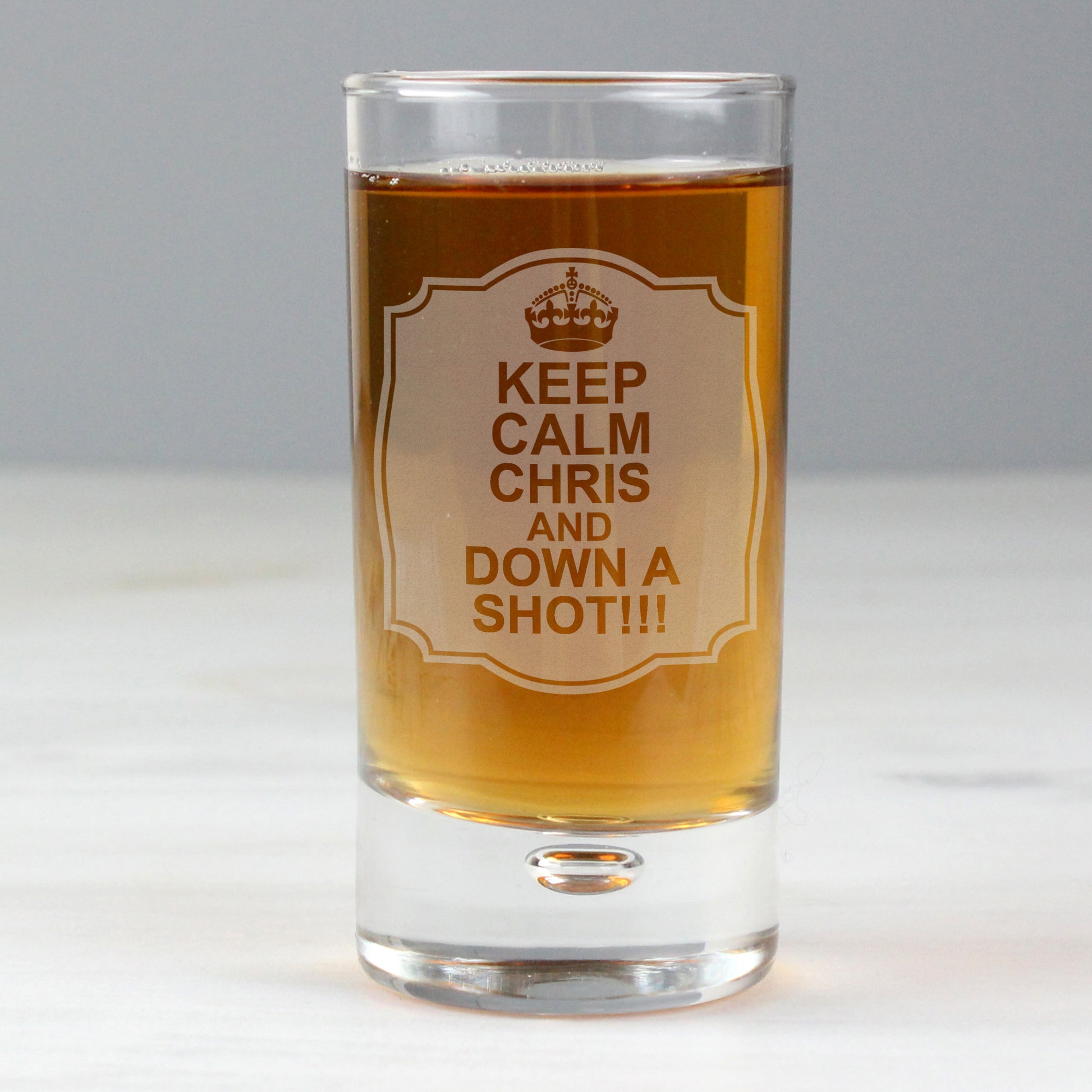 Personalised Keep Calm Bubble Shot Glass