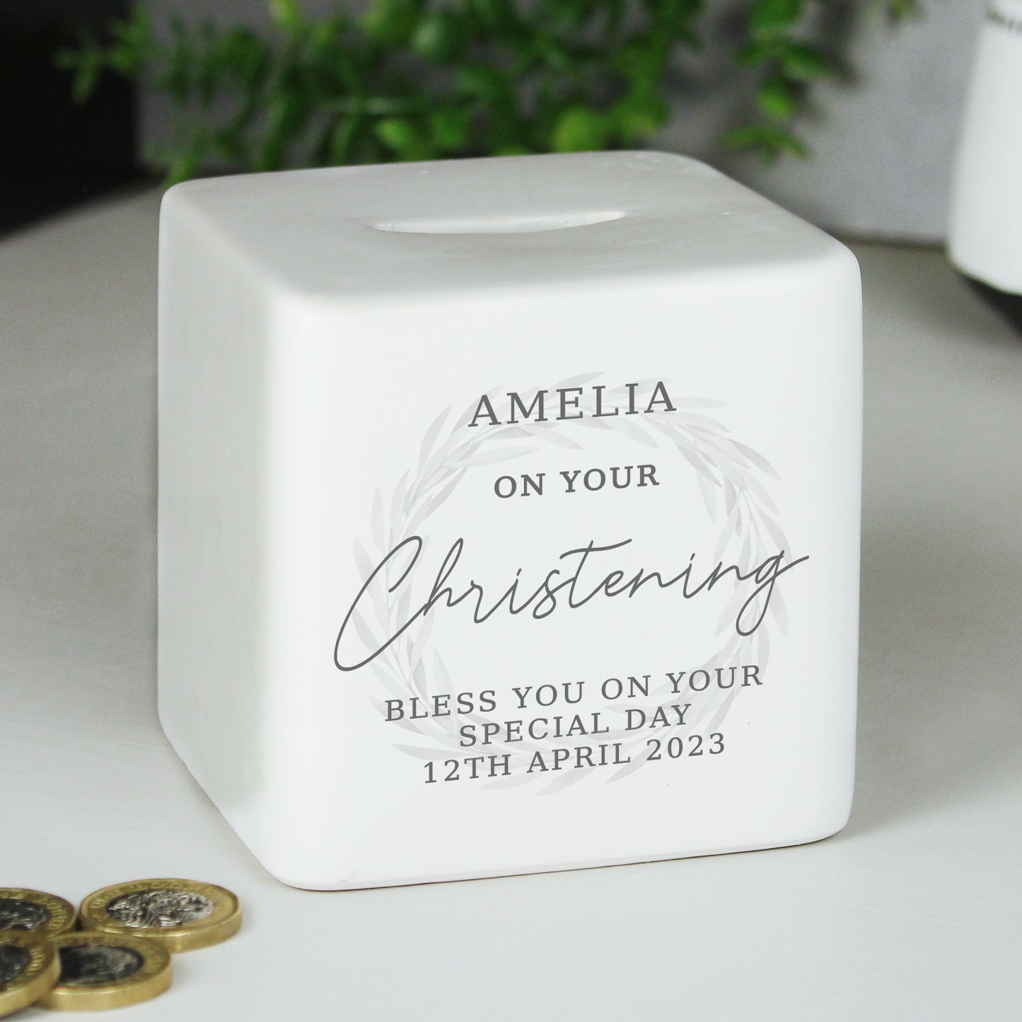 Personalised Christening Money Box - Ceramic