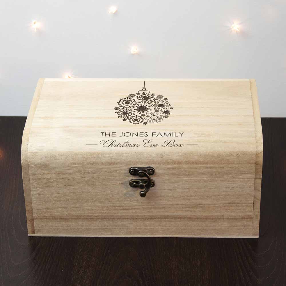 Personalised Family Christmas Eve Chest Box With Bauble Design