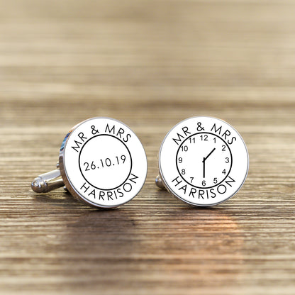 Personalised Mr & Mrs Wedding Cufflinks