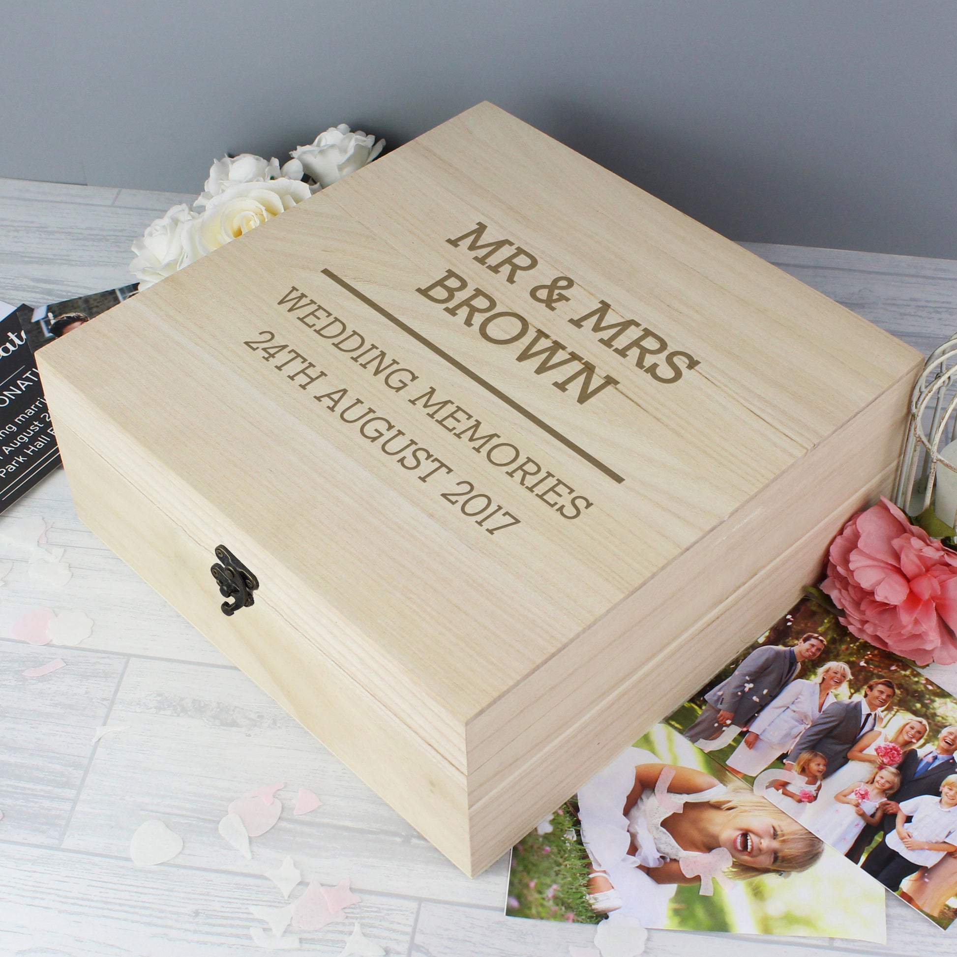 Personalised Any Message Large Wooden Keepsake Box