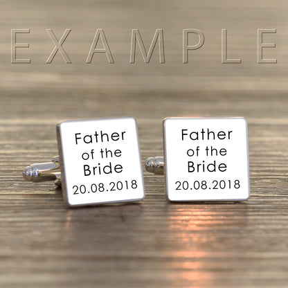 Personalised Custom Square Cufflinks - White, Grey or Black