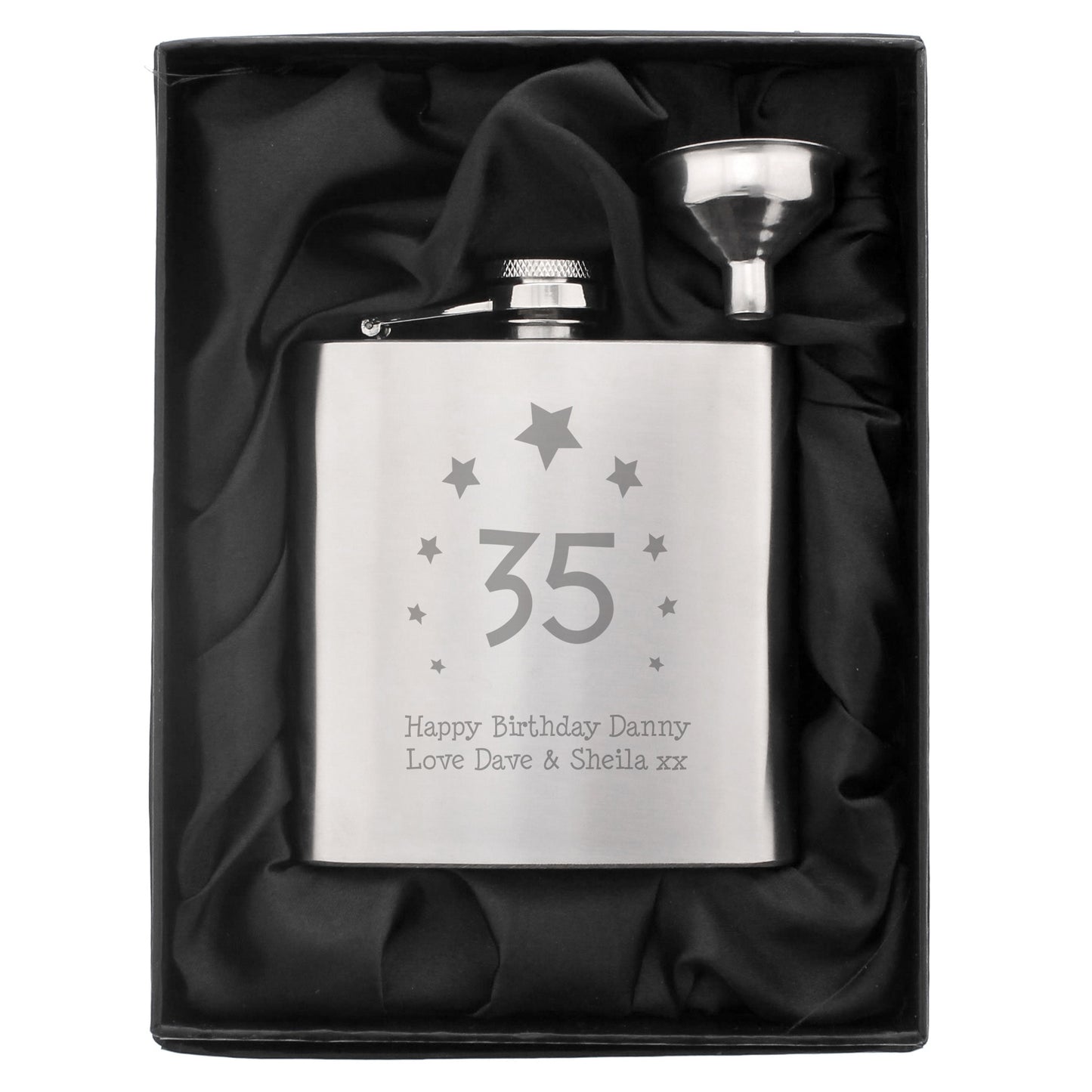 Personalised Stars Birthday Age Hip Flask