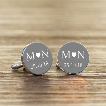 Personalised Initials and Date Cufflinks - Coloured