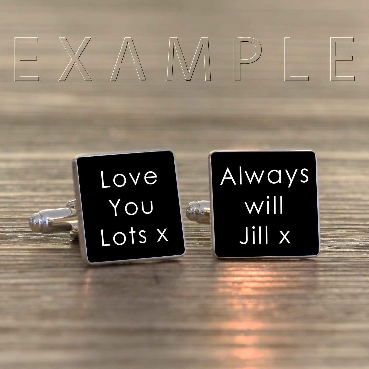 Personalised Custom Square Cufflinks - White, Grey or Black