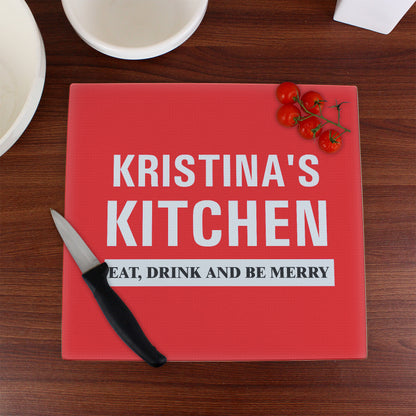 Personalised Kitchen Glass Chopping Board/Worktop Saver