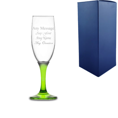 Engraved Green Stemmed Champagne Flute Image 2