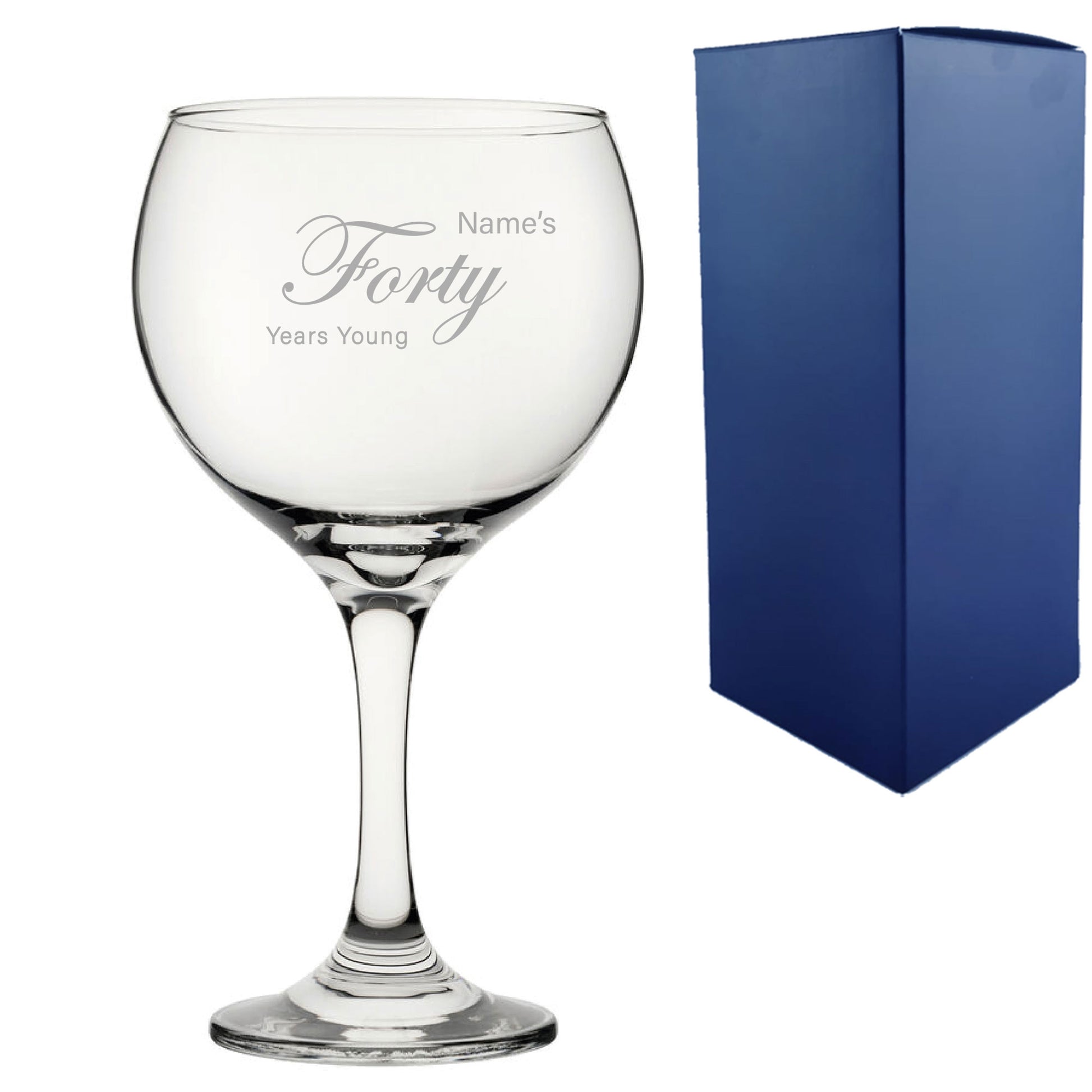 Engraved 40th Birthday Cubata Gin Glass, Years Young Curly Font Image 2