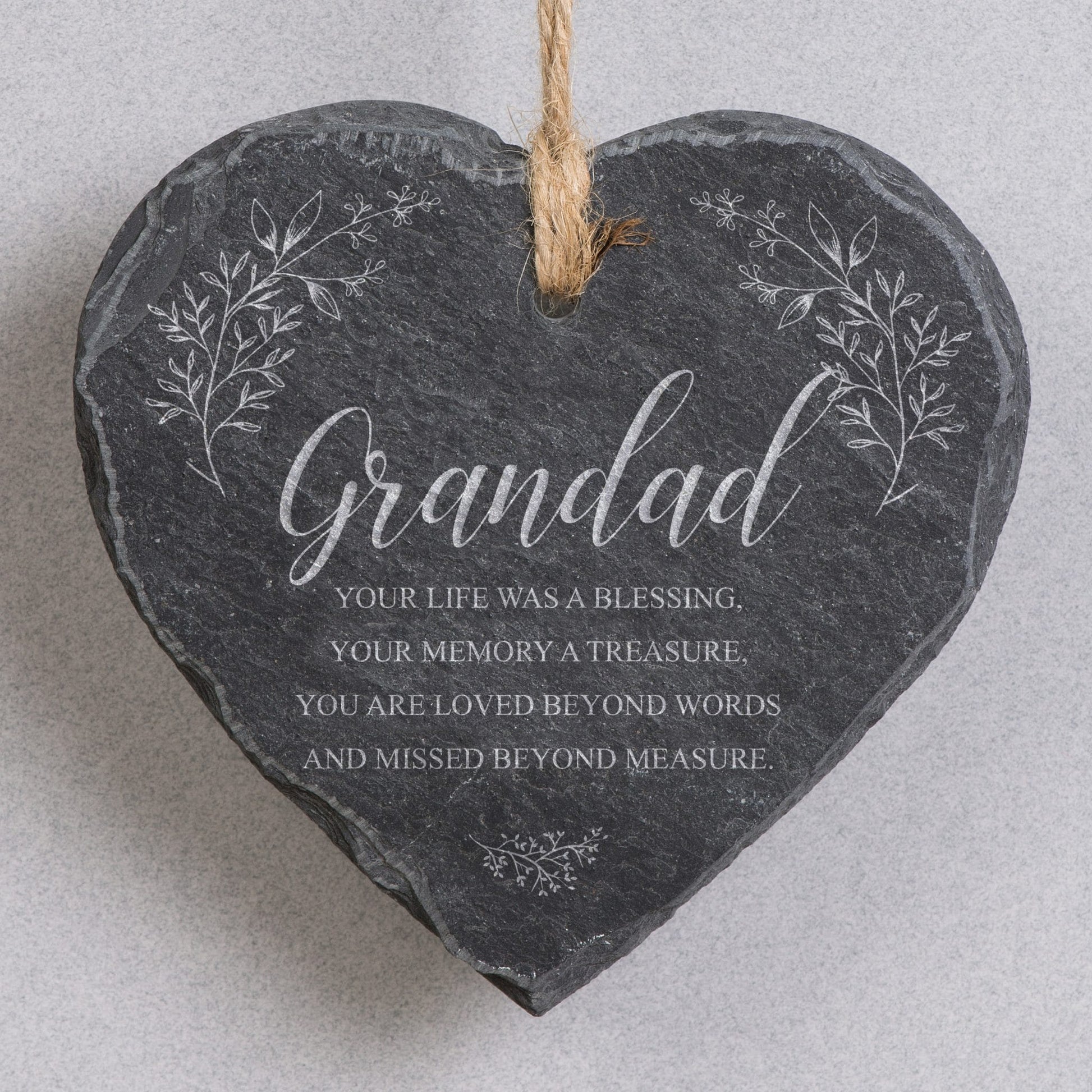 Personalised Memorial Hanging Slate Heart