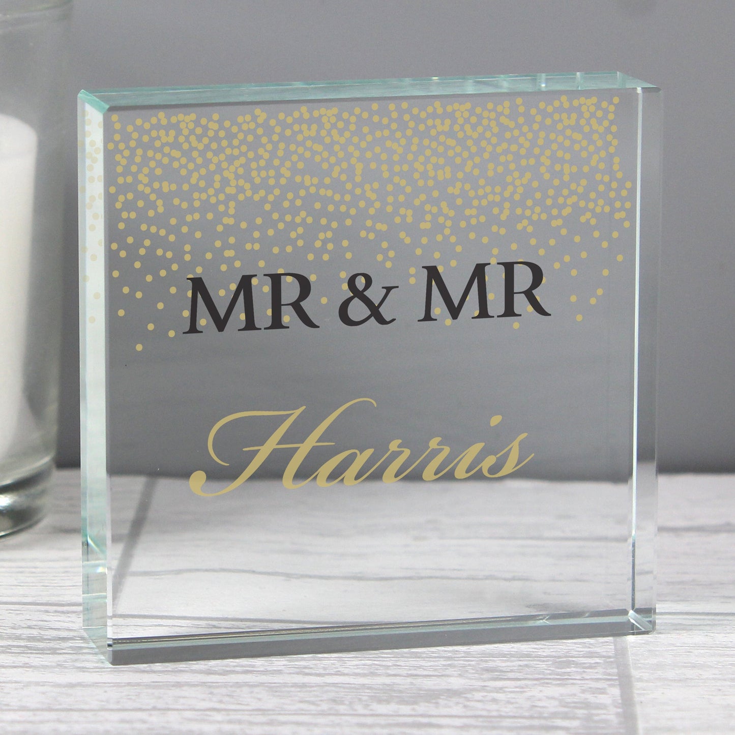 Personalised Gold Confetti Large Crystal Token