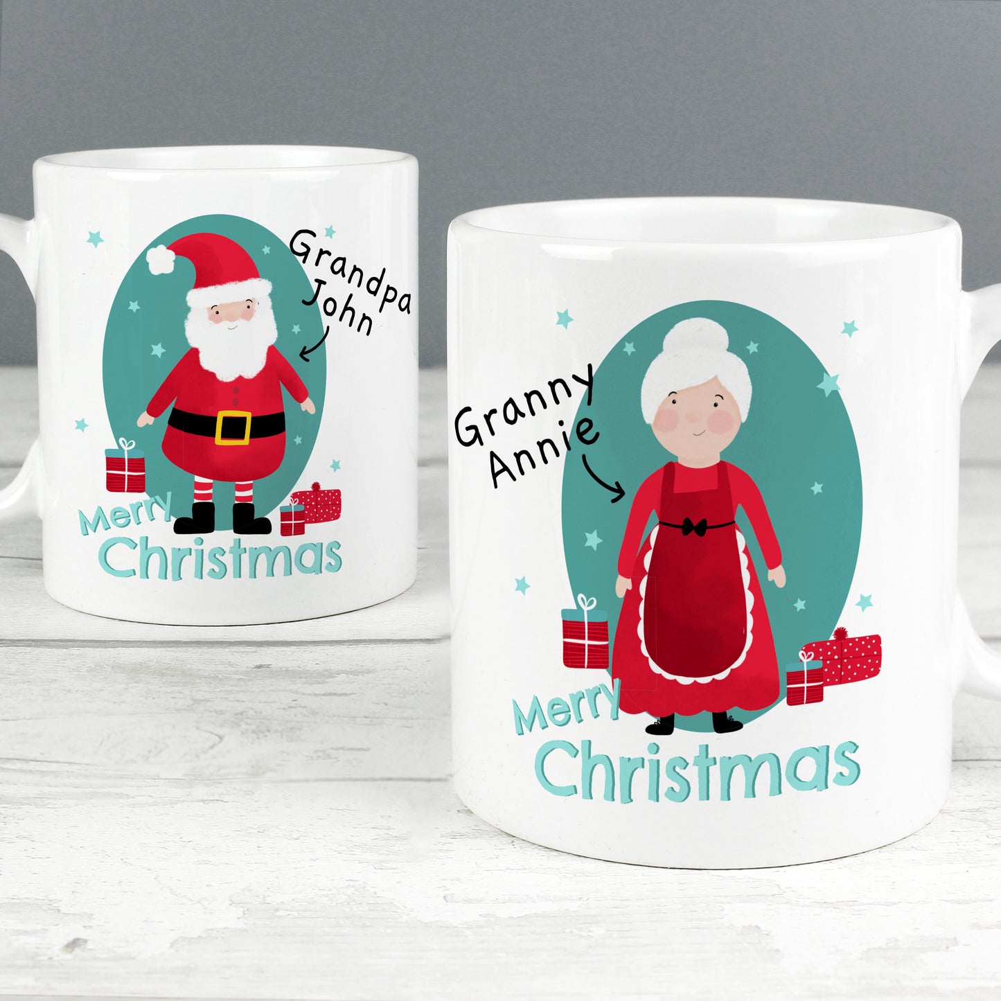 Personalised Mr & Mrs Claus Christmas Mug Set